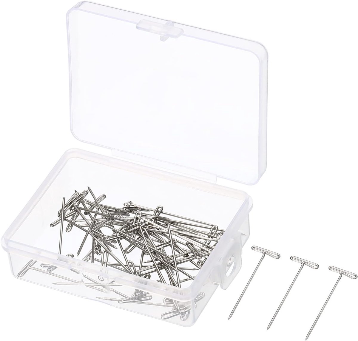 1,25 inch t-pennen, 50 stuks roestvrijstalen blokkerende pin naalden voor modellering ambachten, zilver