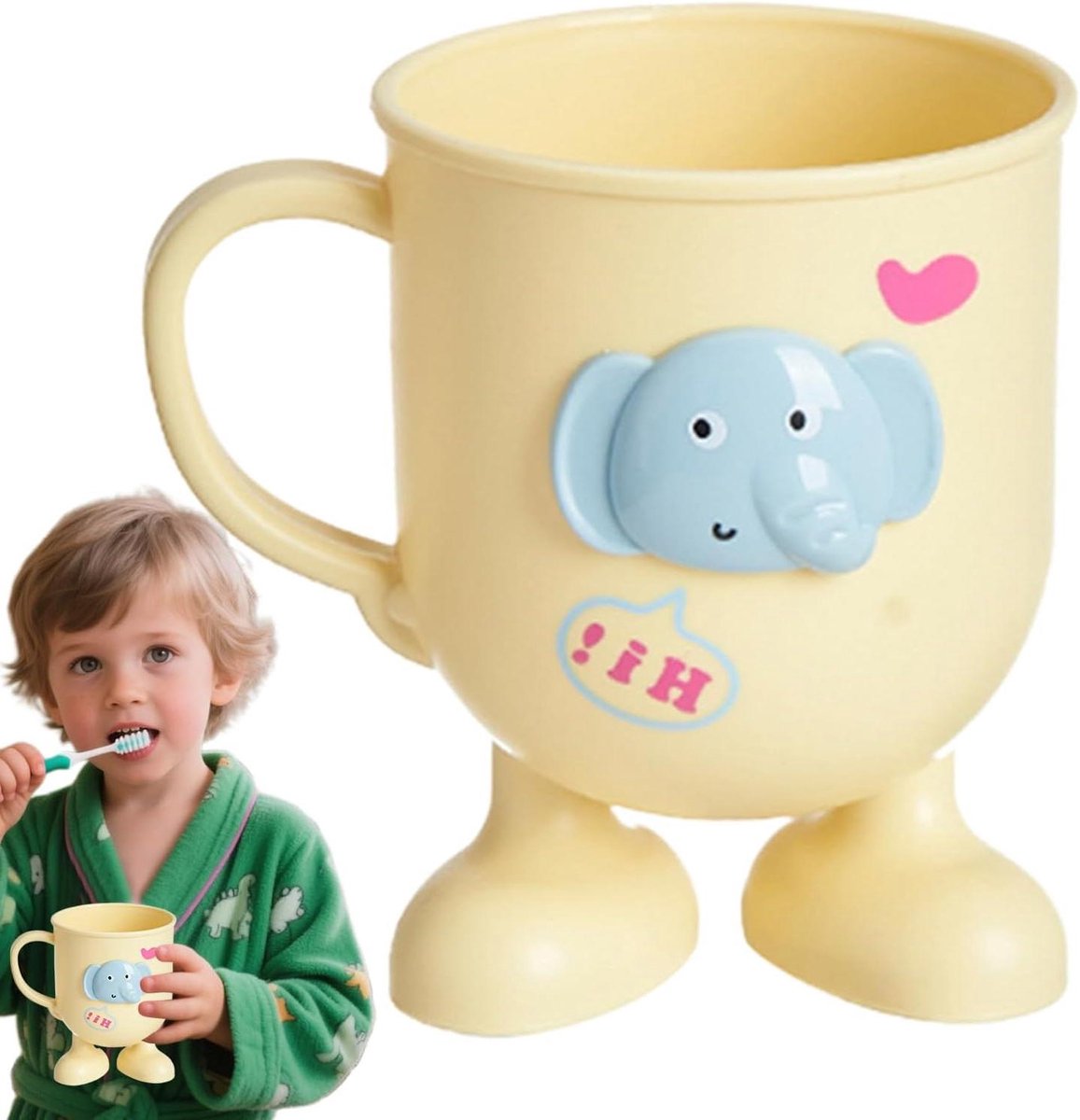 Mondwaterbeker - Tandenborstelbeker Houder - Hygiënisch Tandenpoetsen - Creatief Olifant Design - 8.7x7.8 cm - Multicolor
