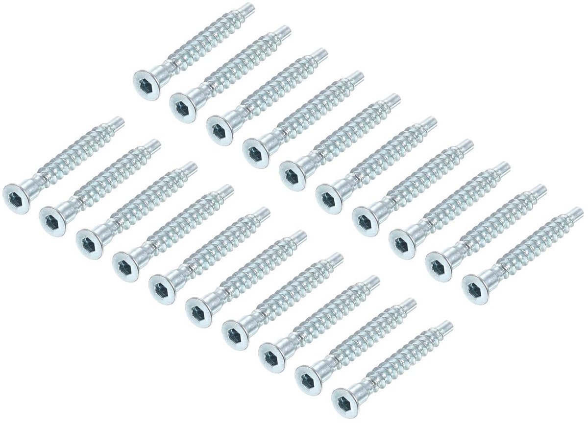 Möbel Confirmat schroef, 100 stuks 5 x 40 mm zeskant houtschroeven verzinkt verzonken zelftappend meubels verbindingsschroef