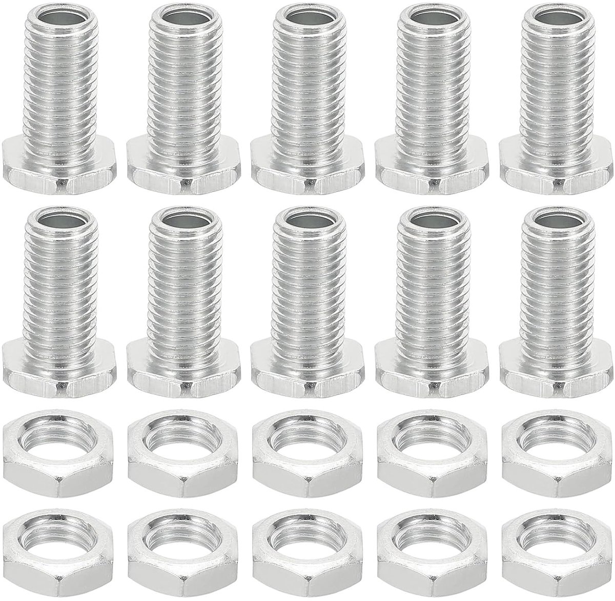 Set zeskantschroeven M8 x 18 mm en moeren, 10 sets holle schroeven met fijne schroefdraad assortiment zeskantschroef door gatbevestiging kroonluchter vasteners