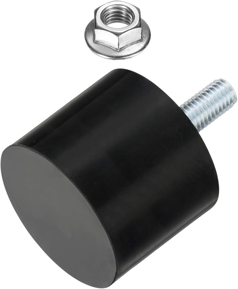 1 stuk rubberen buffer M10 x 27, rubberen voet 50 x 40 mm met schroef natuurlijk rubber verzinkt staal anti-vibratiebuffer voor luchtcompressoren pompen motoren industriële machines
