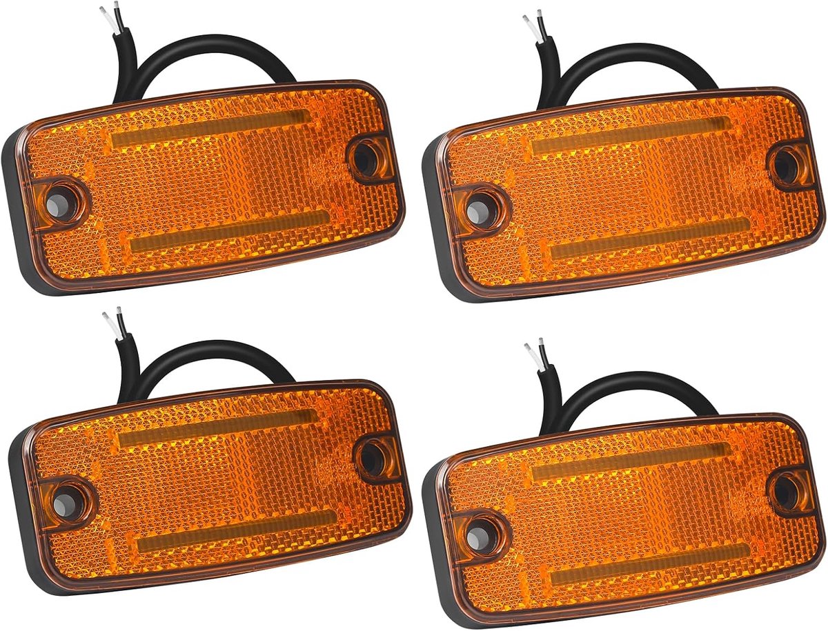 4 x oranje led-zijlampen, 12 V/24 V, waterdicht IP65, ECE R10-gecertificeerd, voor aanhangers, bestelwagens, caravans en vrachtwagens