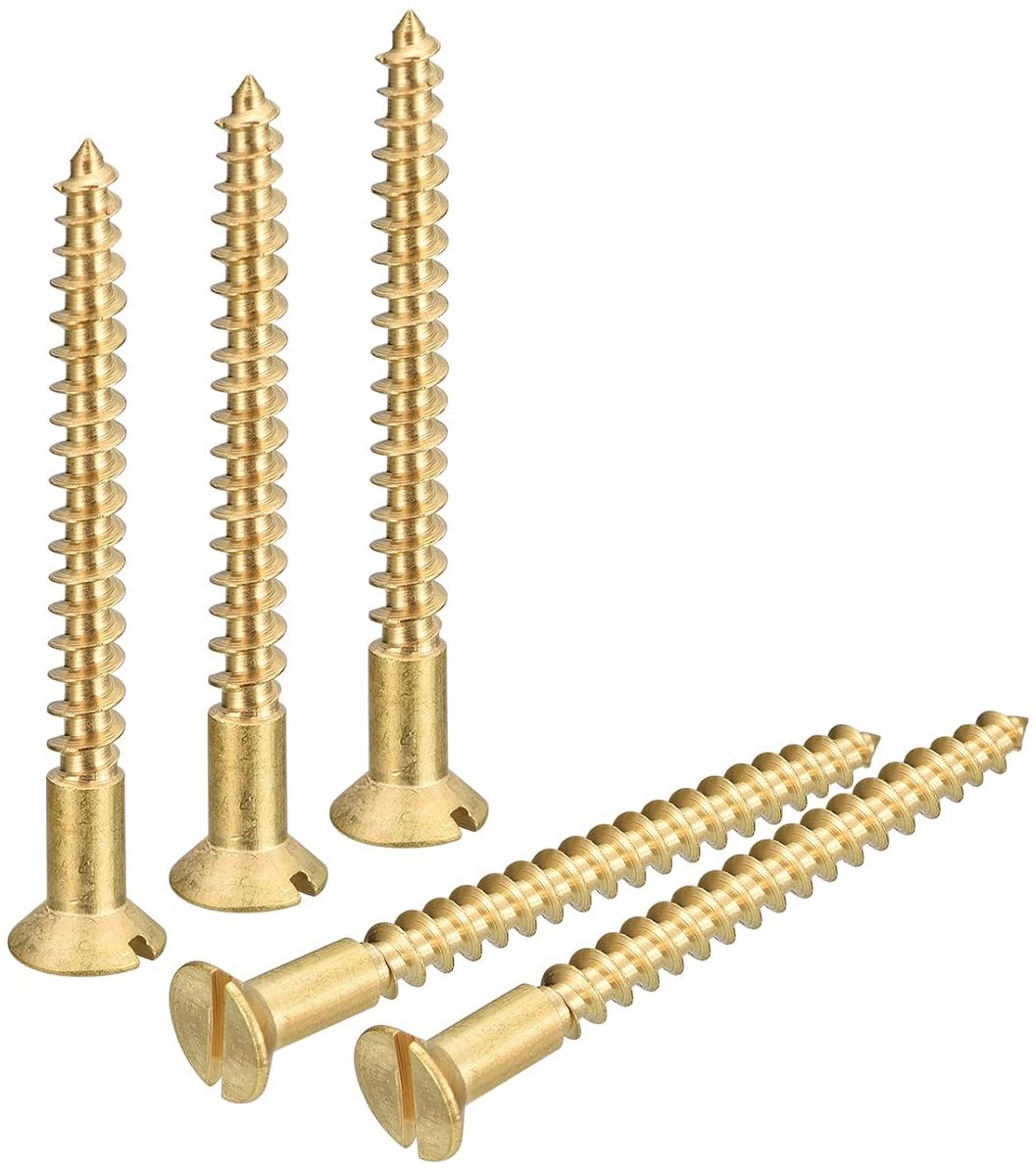 Houtschroeven, 40 stuks, M4 x 40 mm, sleufaandrijving, verzonken kop, zelftappende schroeven voor houtbewerking en meubels