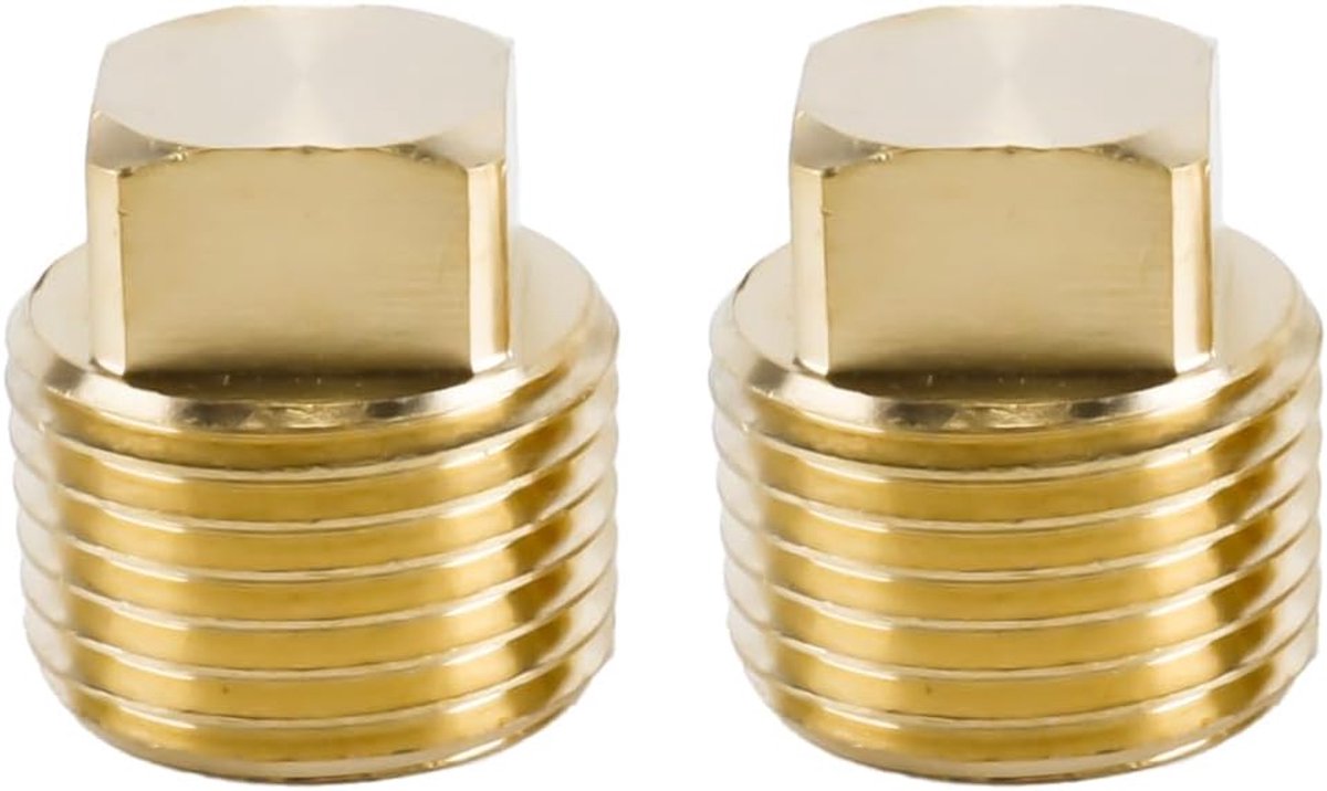 2 stuks 1/2 inch NPT boot aftapplug van massief messing met vierkante kop voor kajaks, past op de meeste bootrompen, goudkleurig