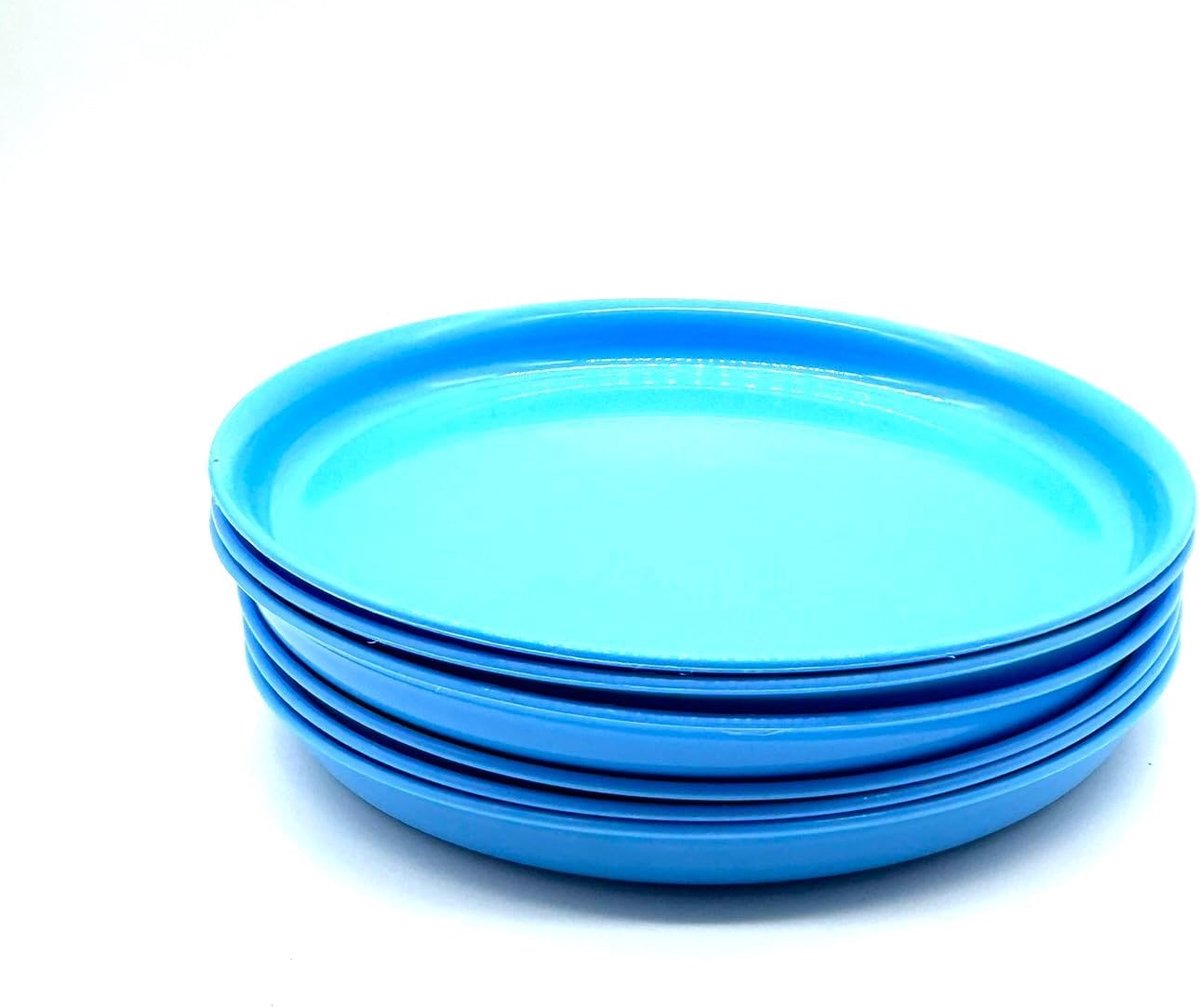 Dinerborden 18 cm 6 stuks in een set feestservies kinderservies campingservies plastic servies kunstservies lichtblauw