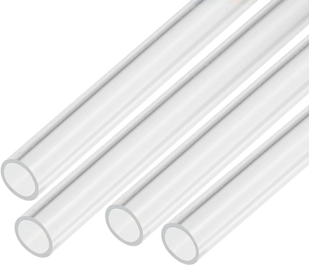 sourcing map Transparante acrylbuis, stijf, rond, 4 stuks, 8 mm, ID 10 mm, buitendiameter 15,2 cm, voor lampen en zaklampen, waterkoelsysteem