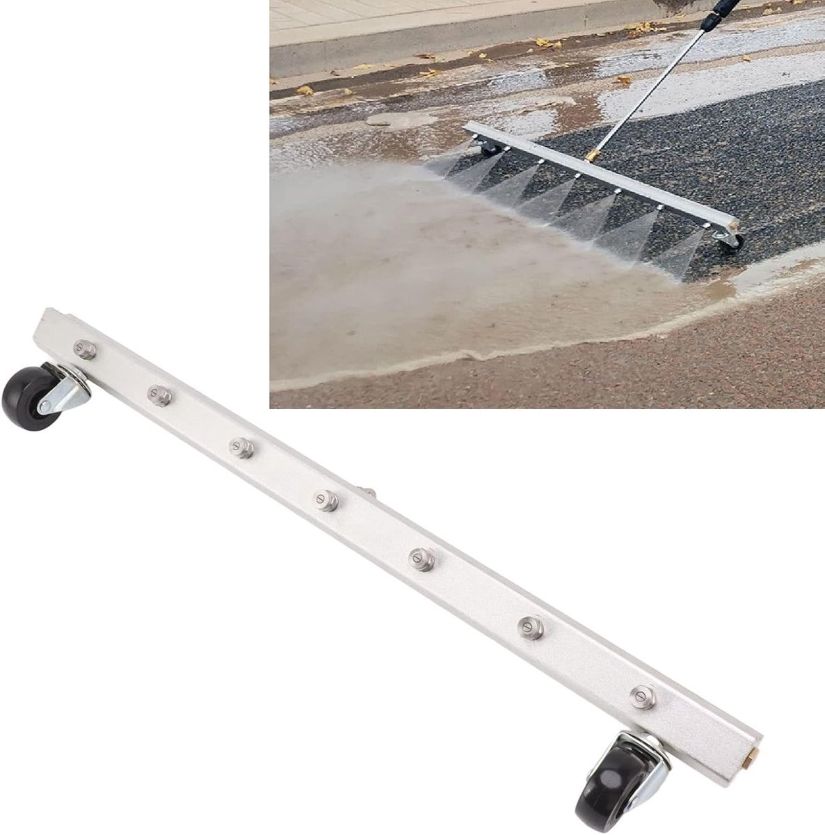 25,59 Inch Hogedrukreiniger Waterbezem, 7 Gaten 4000psi Onderwagen Hogedrukreinigerbevestiging, 65 Cm 1/4 Snelkoppeling Onderwagenreiniger, Oppervlaktereiniger
