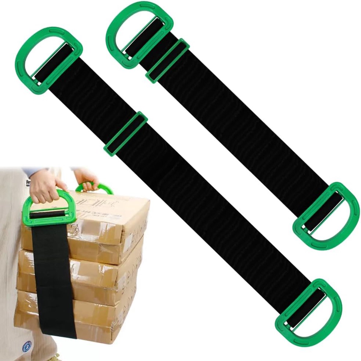 2 stuks draagbanden, verhuizing, 148 cm, verstelbare meubeldraagriem, belasting 100 kg, meubeldraagriem voor verplaatsen en dragen van verschillende soorten kisten, meubels en elektrische