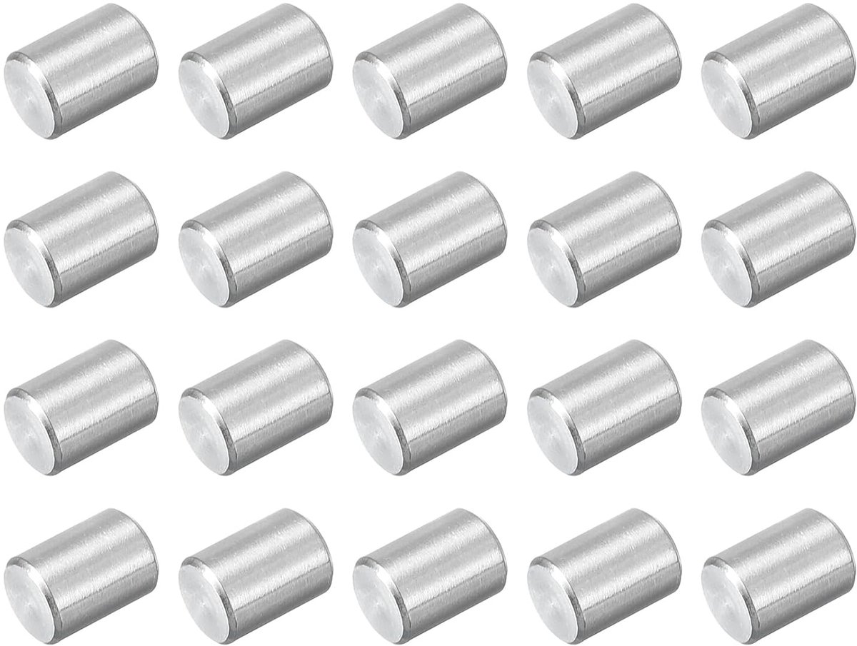 60 stuks M4 x 6 mm 304 centreerdoorn van roestvrij staal, cilindrische penhouder voor planken, parallelle stift, voor mechanische productie, industrie, meubelinstallatie, zilver