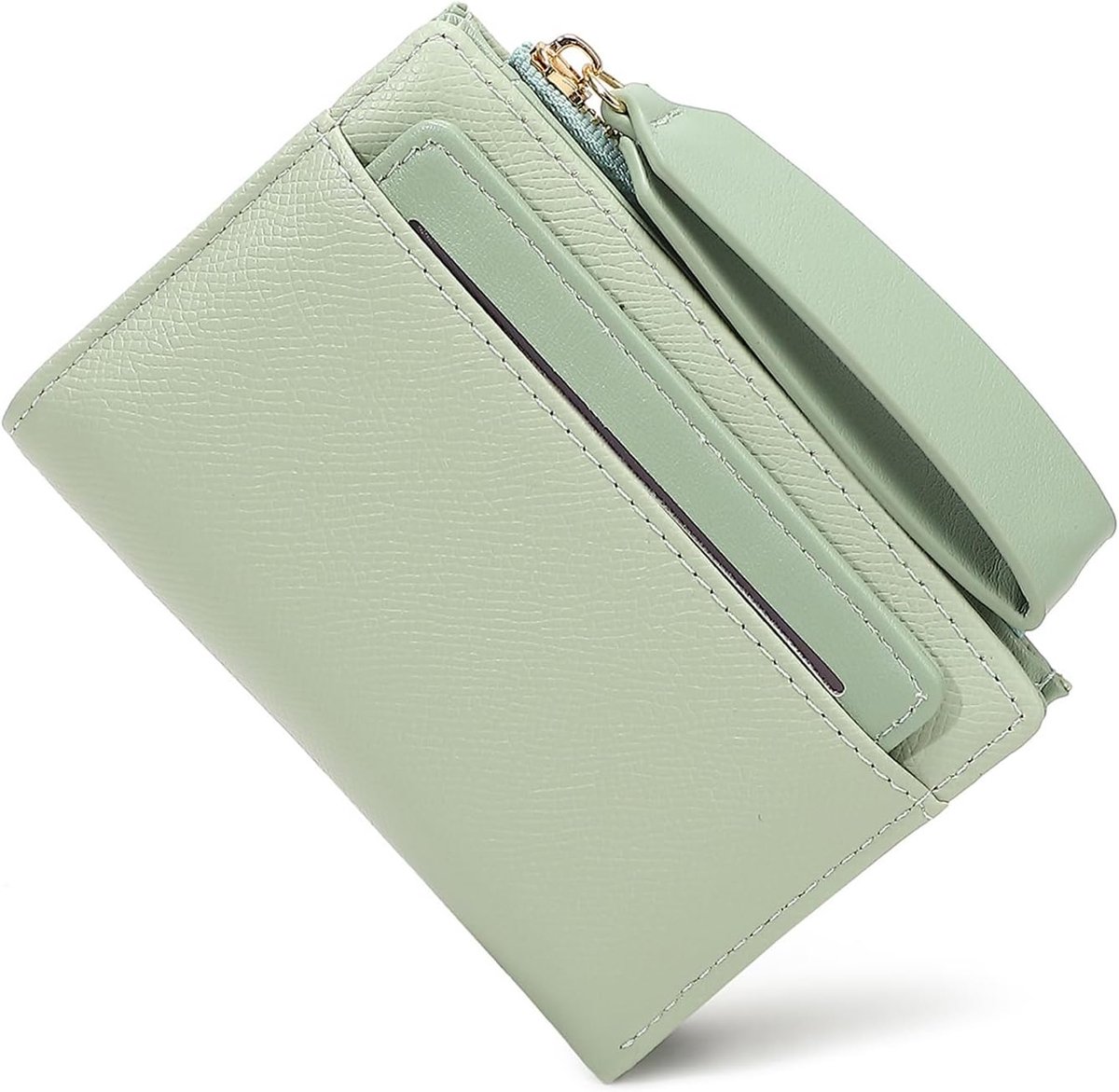 Dames kleine zachte PU leren portemonnee - groen - met rits en strap - compact design met veel vakken - ShopVlot