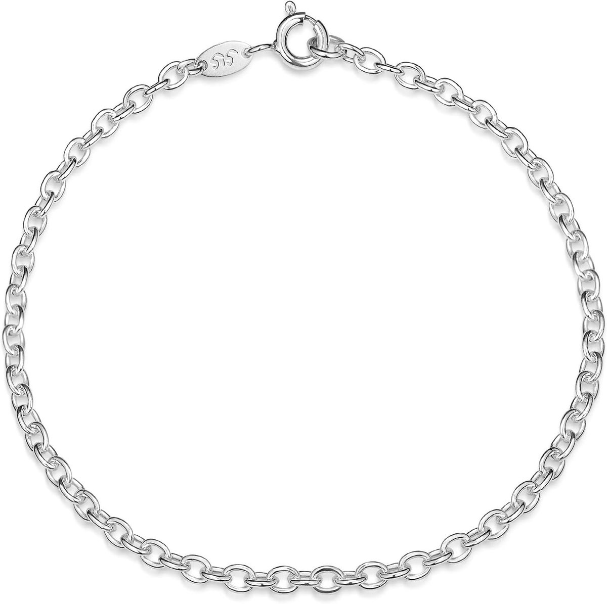 Enkelbandje jasseron ketting - 2,2 mm breed, 30 cm - echt 925 zilver, Sterling zilver - trendy accessoire - ShopVlot
