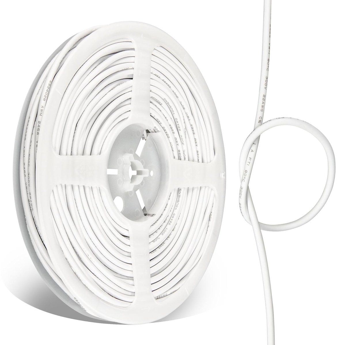UL2464 22AWG 2-aderig kabel 20 m - witte PVC-omhulling - koperen geleider - ideaal voor verlichting - ShopVlot