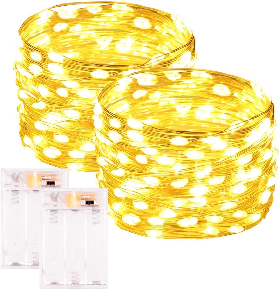 Lichtkettingen warmwit 10 m - 100 LED op batterijen - waterdicht - sfeervolle verlichting voor binnen en buiten - ShopVlot