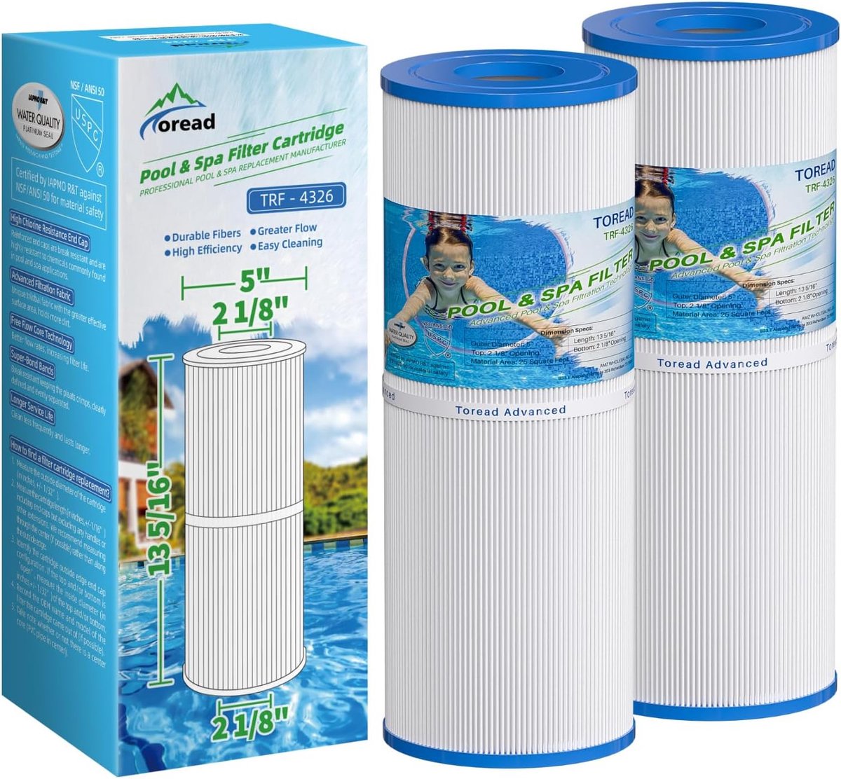 Spa filter 25 sq ft - vervangingscartridges - gecertificeerd veilig - voor helder water - ShopVlot