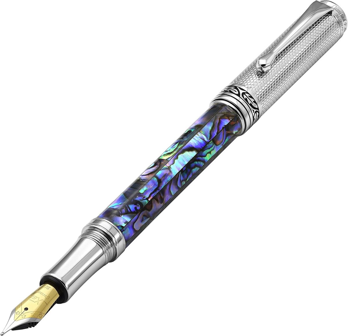 Vulpen medium nib - pāua abalone zeeparel - handgemaakt, gelimiteerde editie - uniek schrijfgenot - ShopVlot