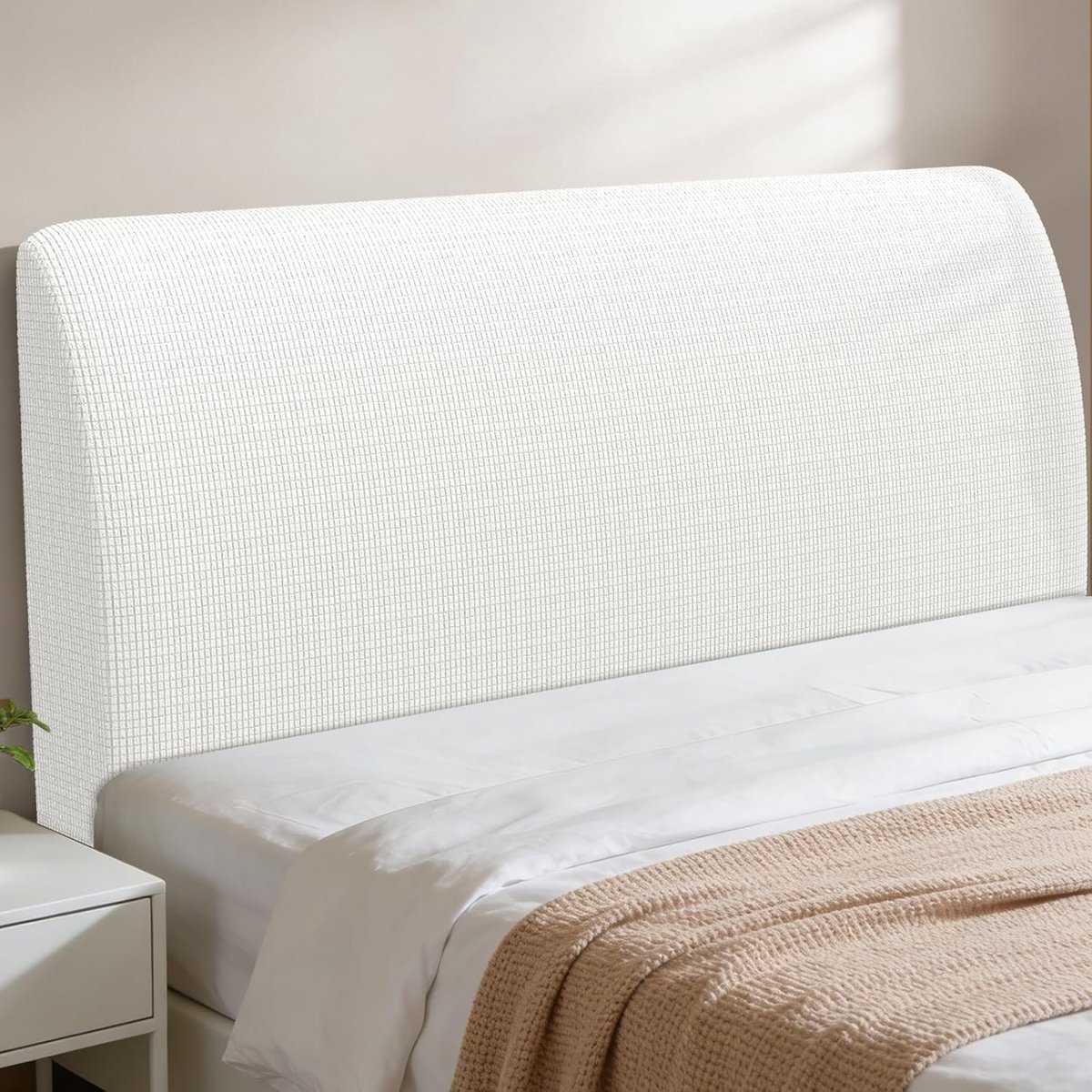 Hoofdbordhoes 120-140cm - Witte stretchstof - Dikte en zacht - Perfect voor ontspanning - ShopVlot