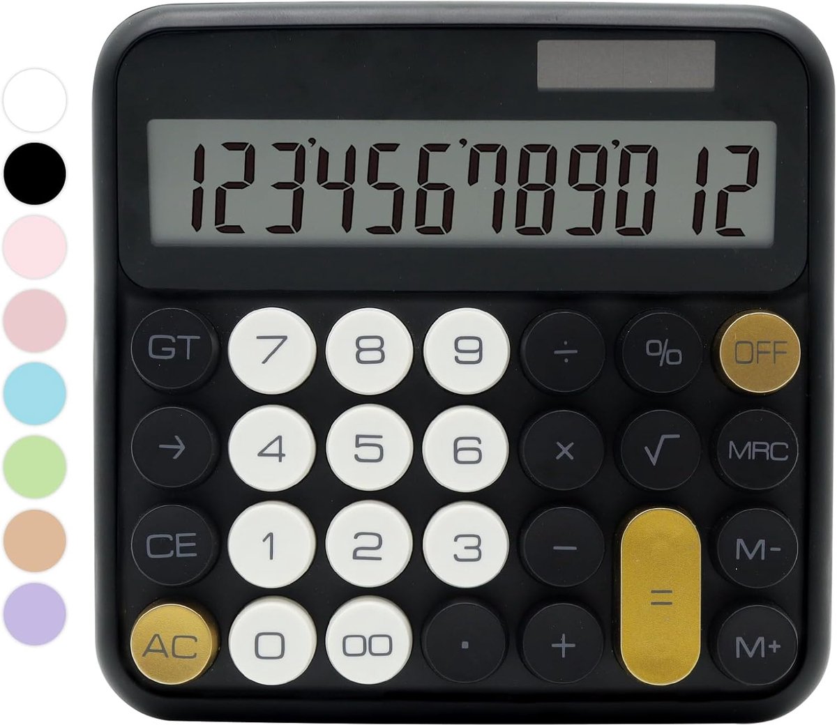 Rekenmachine 12 cijfers - zwart goud - groot LCD-scherm - perfecte kantooraccessoire - ShopVlot