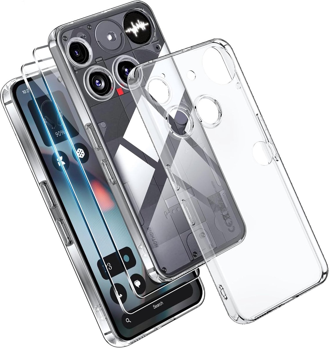 Mobiel hoesje met 2 x gehard glas screen protector - transparant silicone TPU - ultra-helder design - ShopVlot