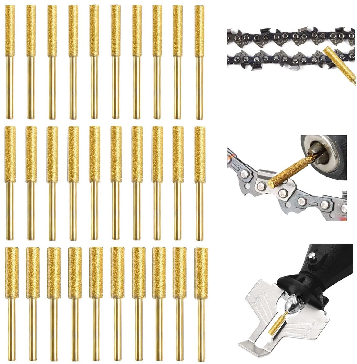 Chainsaw Sharpener 30 Stuks - Diamant - 3 Verschillende Maten - Voor Eenvoudig Scherpen - ShopVlot