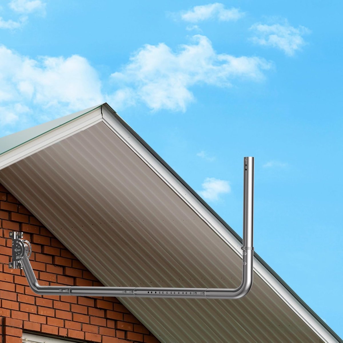 Antennesteun met lange dakgootstaaf - 90 graden hoek - uitbreidingstube - perfect voor externe tv-antennes - ShopVlot