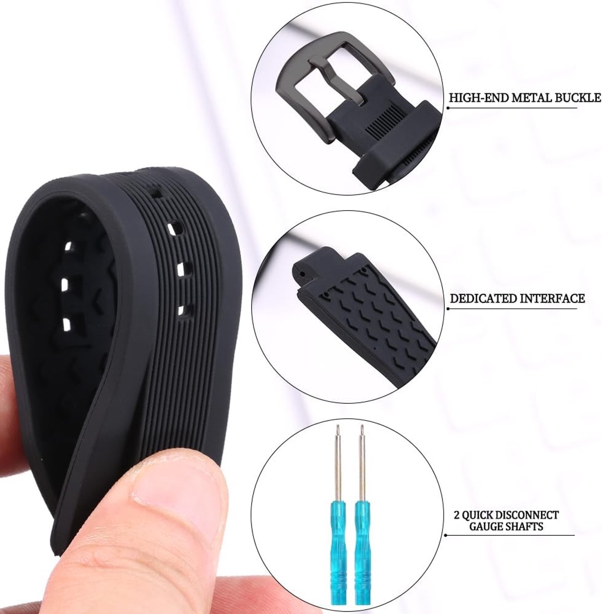 Vervangende horlogeband 13 x 29 mm - silicone - rubberen strap - comfortabel en duurzaam - ShopVlot