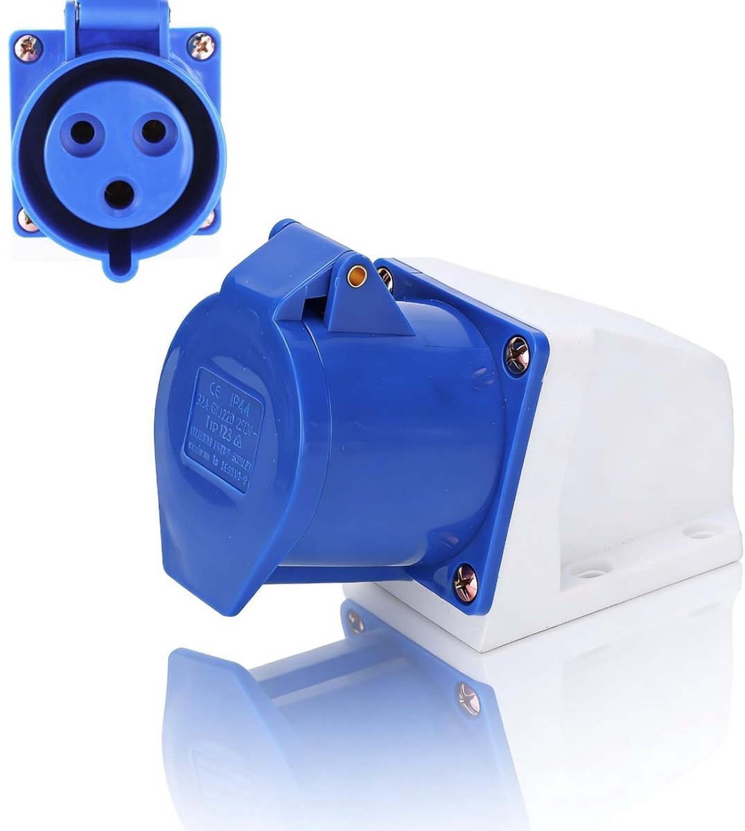 Industriële stekker 32A 220V - Enkelvoudige fase - IP44 met deksel - Geschikt voor zware toepassingen - ShopVlot