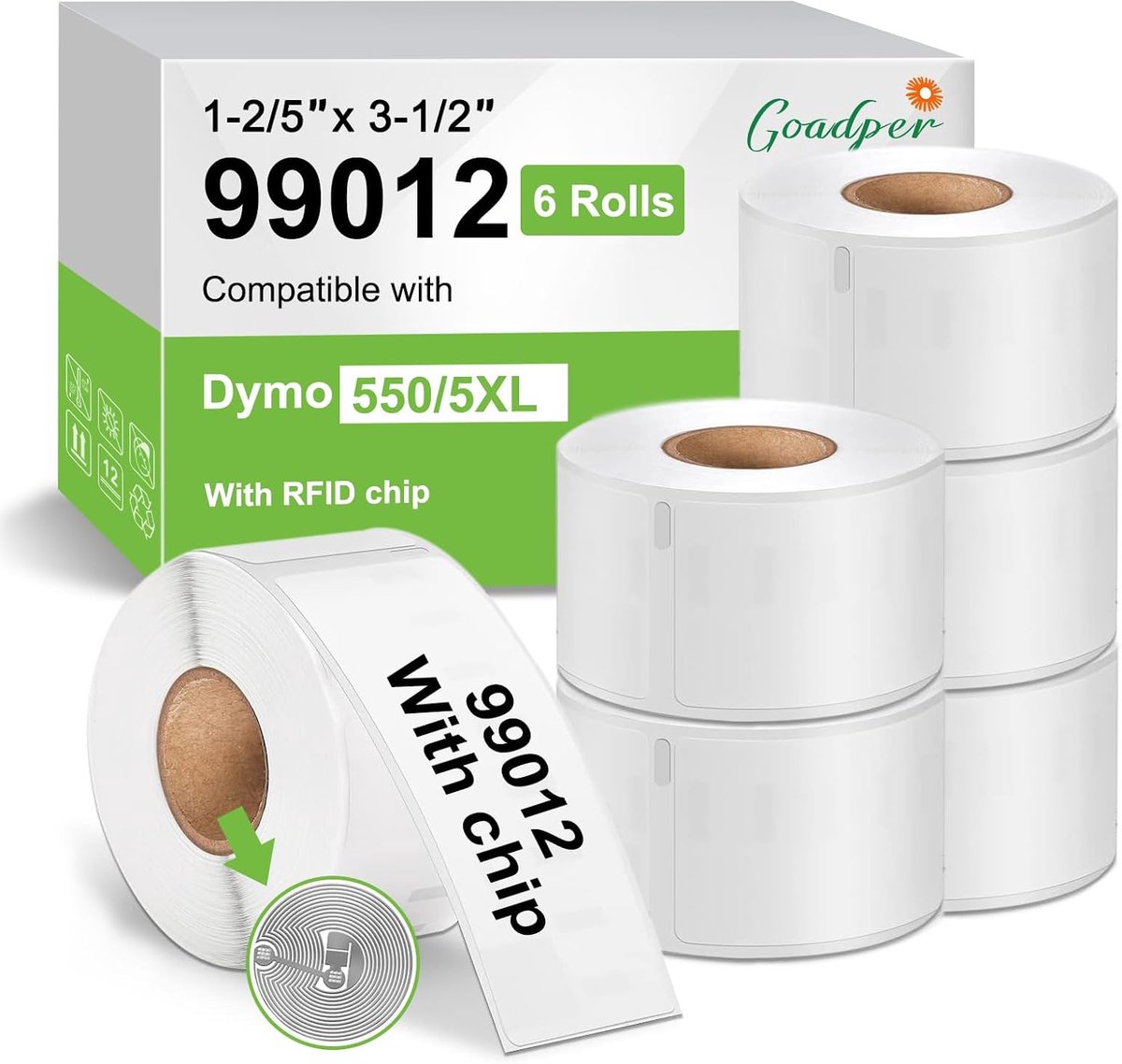 Etiketten 36 mm x 89 mm - zelfklevend - 6 rollen - geschikt voor Dymo LabelWriter - ShopVlot