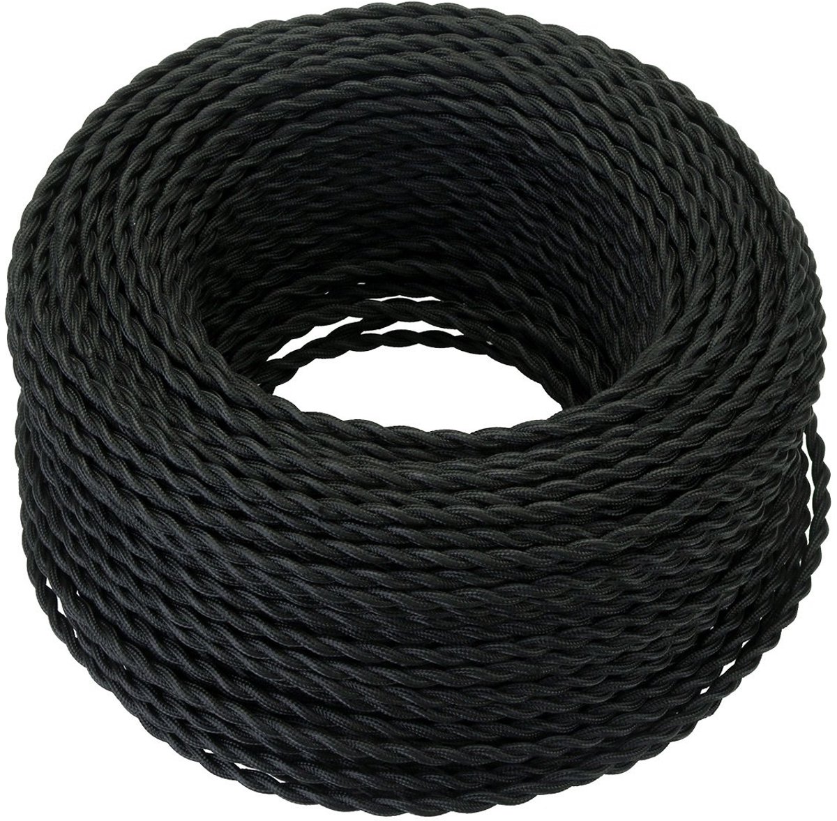 Textiel kabel 2 x 0.75 mm² - zwart - 20 m - vintage lamp kabel - ideaal voor DIY projecten - ShopVlot