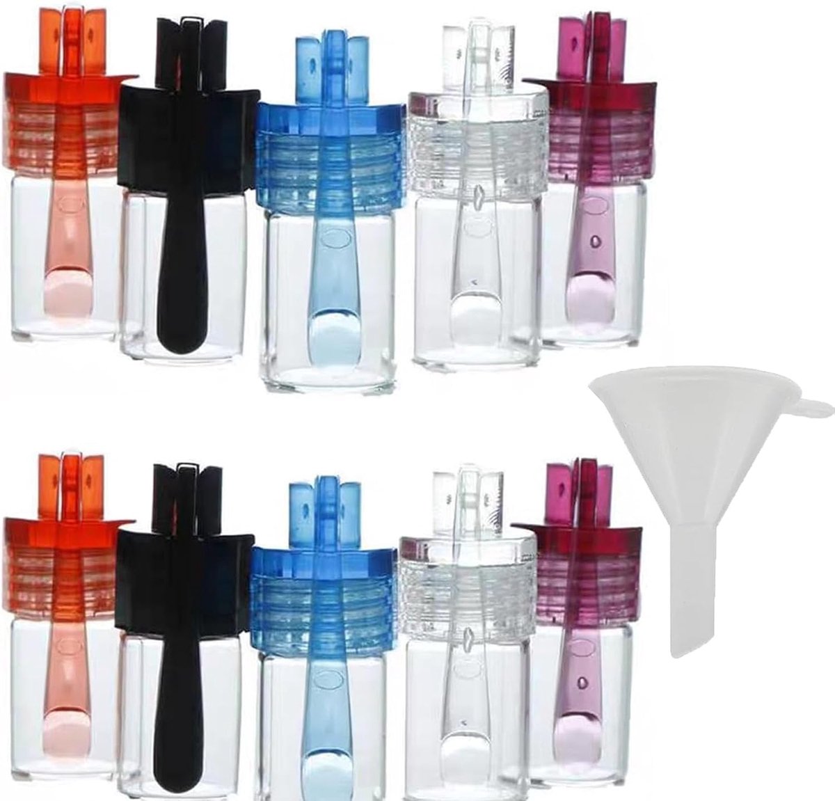 Kruidenpotjes set van 10 - 36 mm - glazen potjes met lepel - luchtdicht en vochtwerend voor camping - ShopVlot