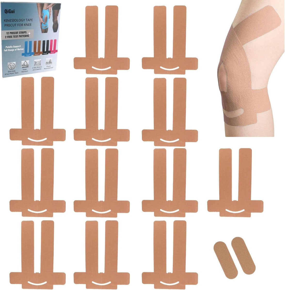 Knietape voorgesneden 12 stuks - waterdicht - ademend - pijnverlichting - ShopVlot