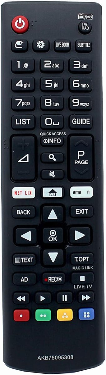 Afstandsbediening AKB75095308 - Vervangend model - Geschikt voor LG TV's - Eenvoudige bediening - ShopVlot