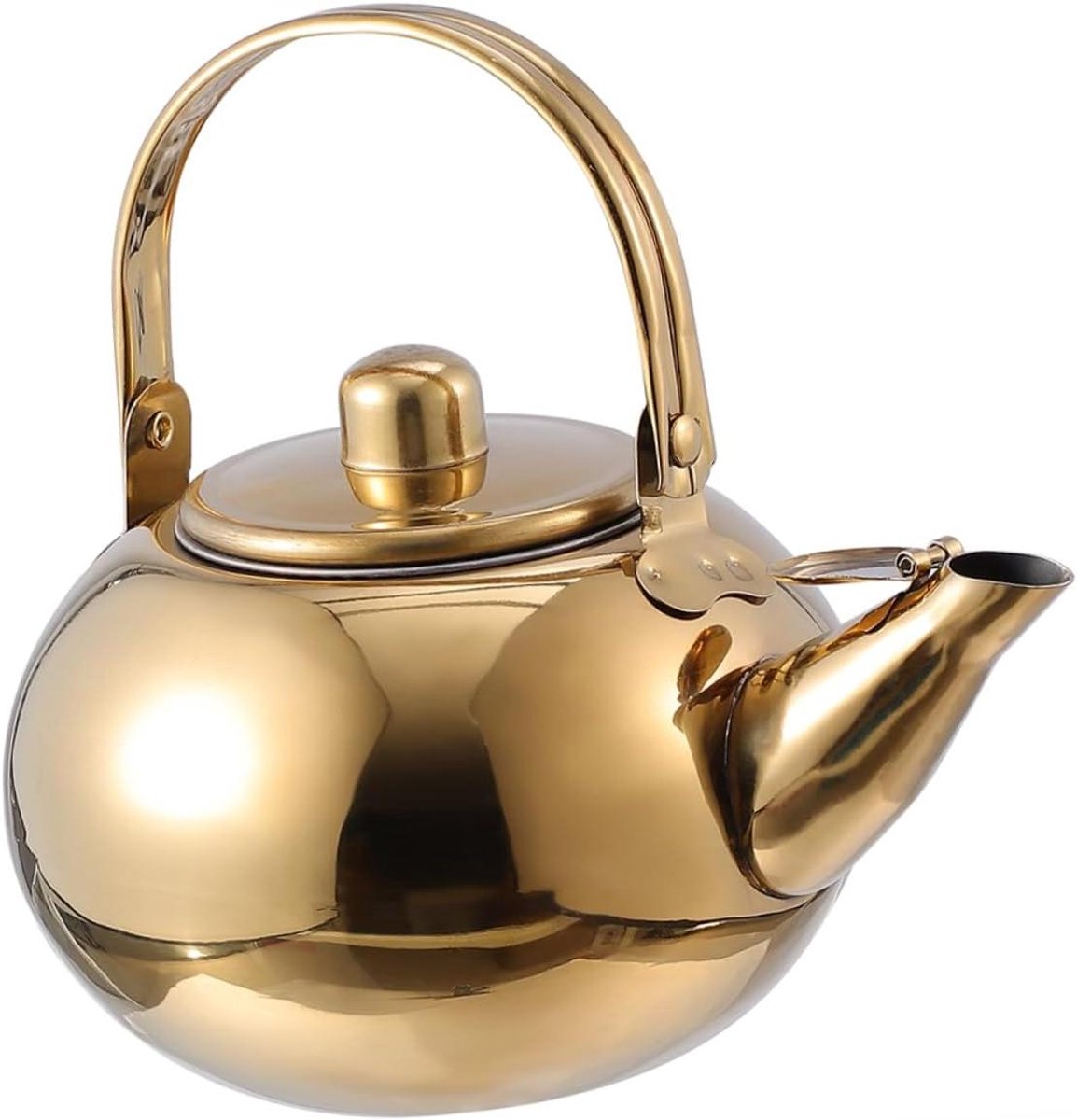 Rvs Waterkoker Met Zeef - Theepot Kookplaat - Thee Zetten - Geïsoleerd Handvat - 1.5 L - Goud