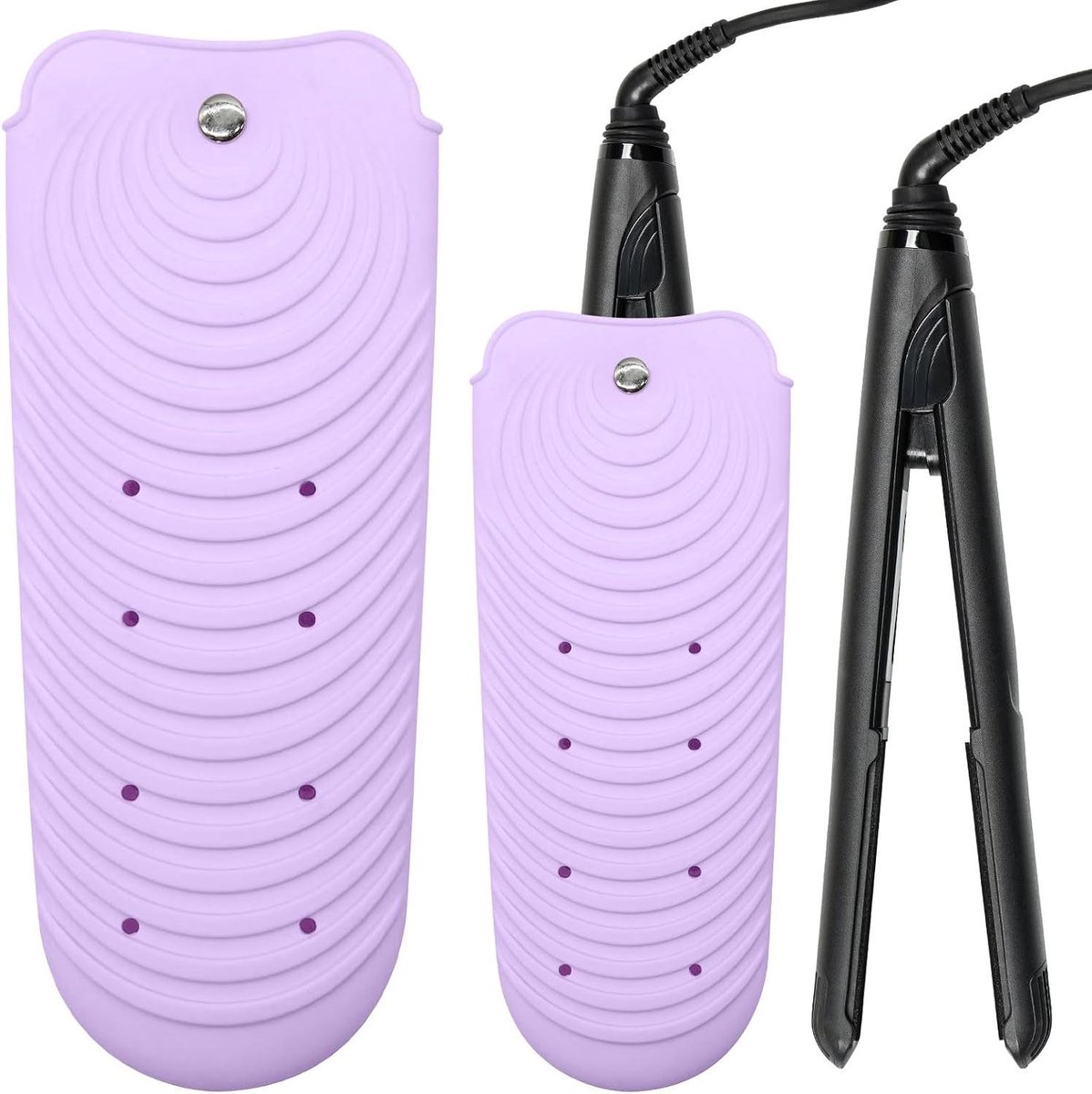 Hittebestendige siliconen mat - Styling tool hoes - Haarstyling beschermen - Antislip en opvouwbaar - 264 cm - Paars