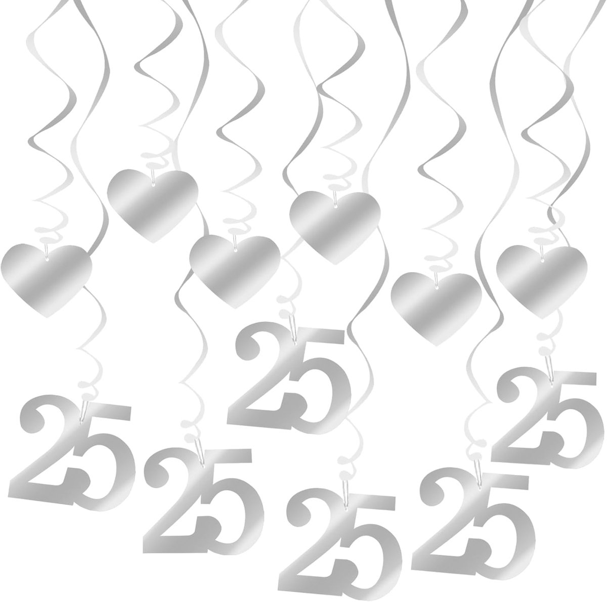 Decoratie set zilver - 18 stukjes - zilveren hartjes en spiralen - perfect voor bruiloften - SnelShoppen