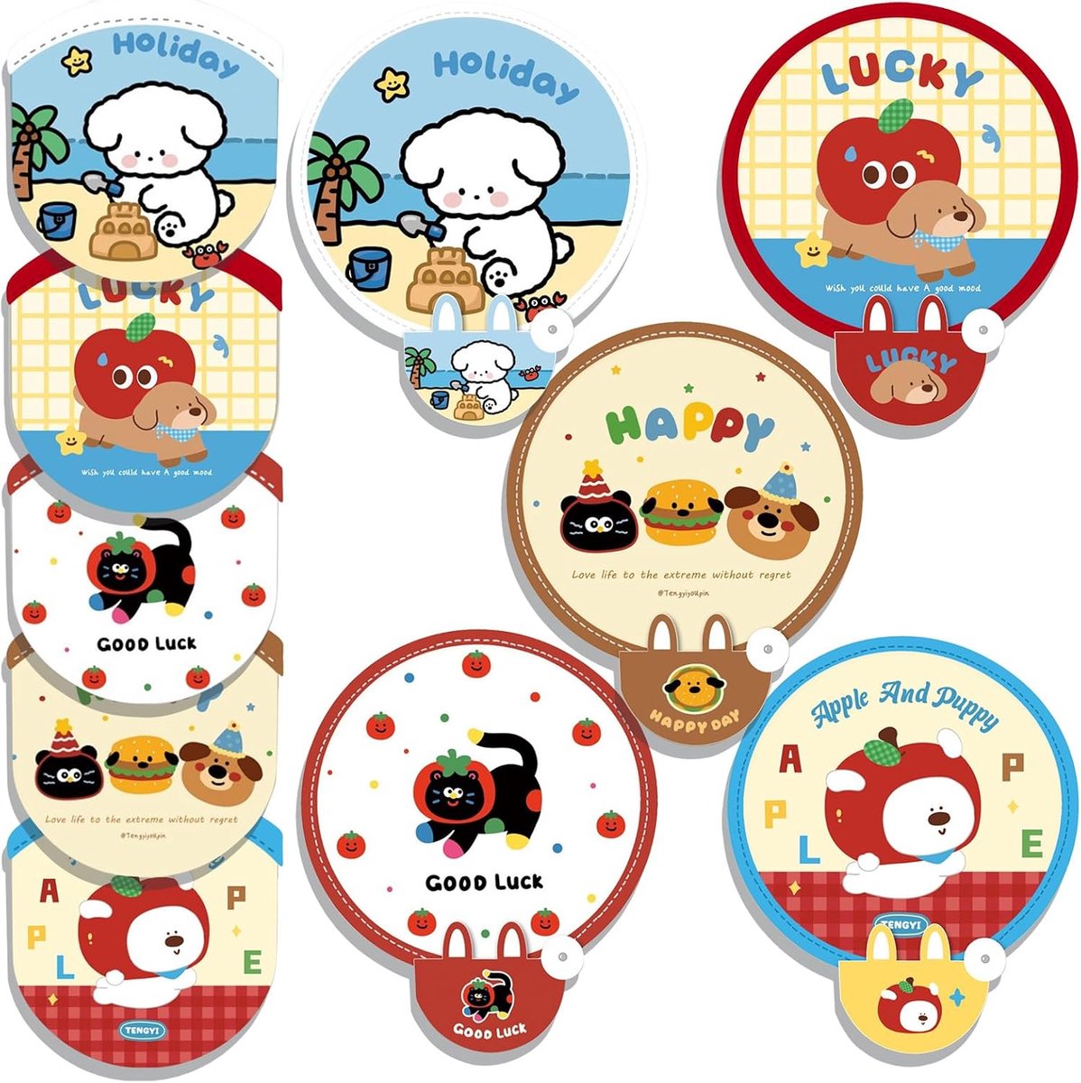 Vouwbare handventilator 5 stuks - cartoon design - mini formaat - ideaal voor festivals en reizen - SnelShoppen