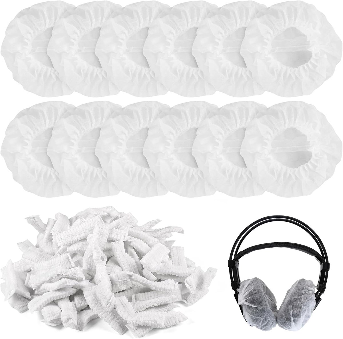 Hoofdtelefoon Covers 200 Stuks - Niet-Geweven Vlies - Ademend en Rekbaar - Voor Oortjes 8 tot 13 cm - SnelShoppen