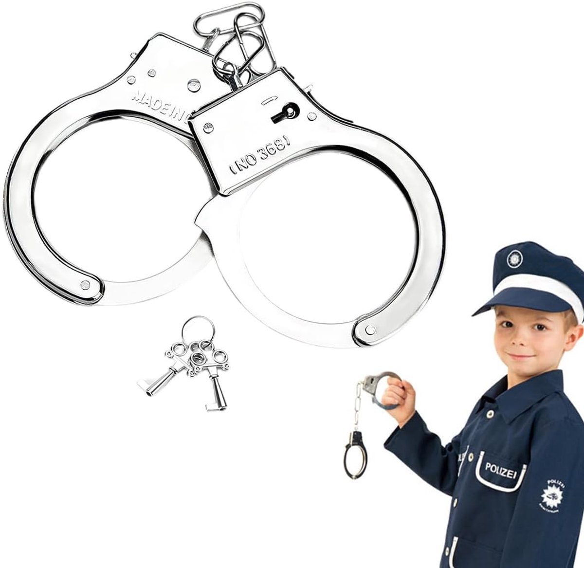 Speelgoed handboeien voor kinderen - roestvrij staal - inclusief 2 sleutels - ideaal voor politie verkleedpartijen - SnelShoppen
