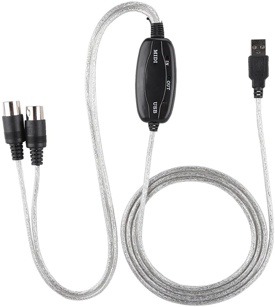 MIDI Interface Adapter Kabel - 5 Pin Instrument Kabel - USB Converter - Muziekproductie op PC - SnelShoppen