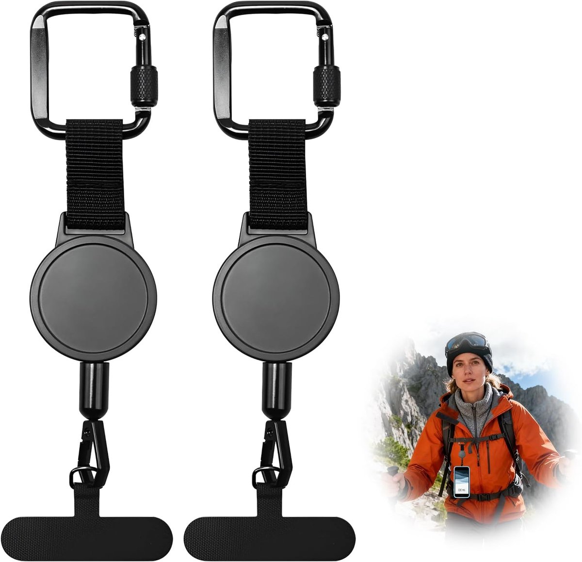 Mobiele telefoon beveiliging - uitrekbaar - met riemclip - ideaal voor wandelen en skiën - SnelShoppen