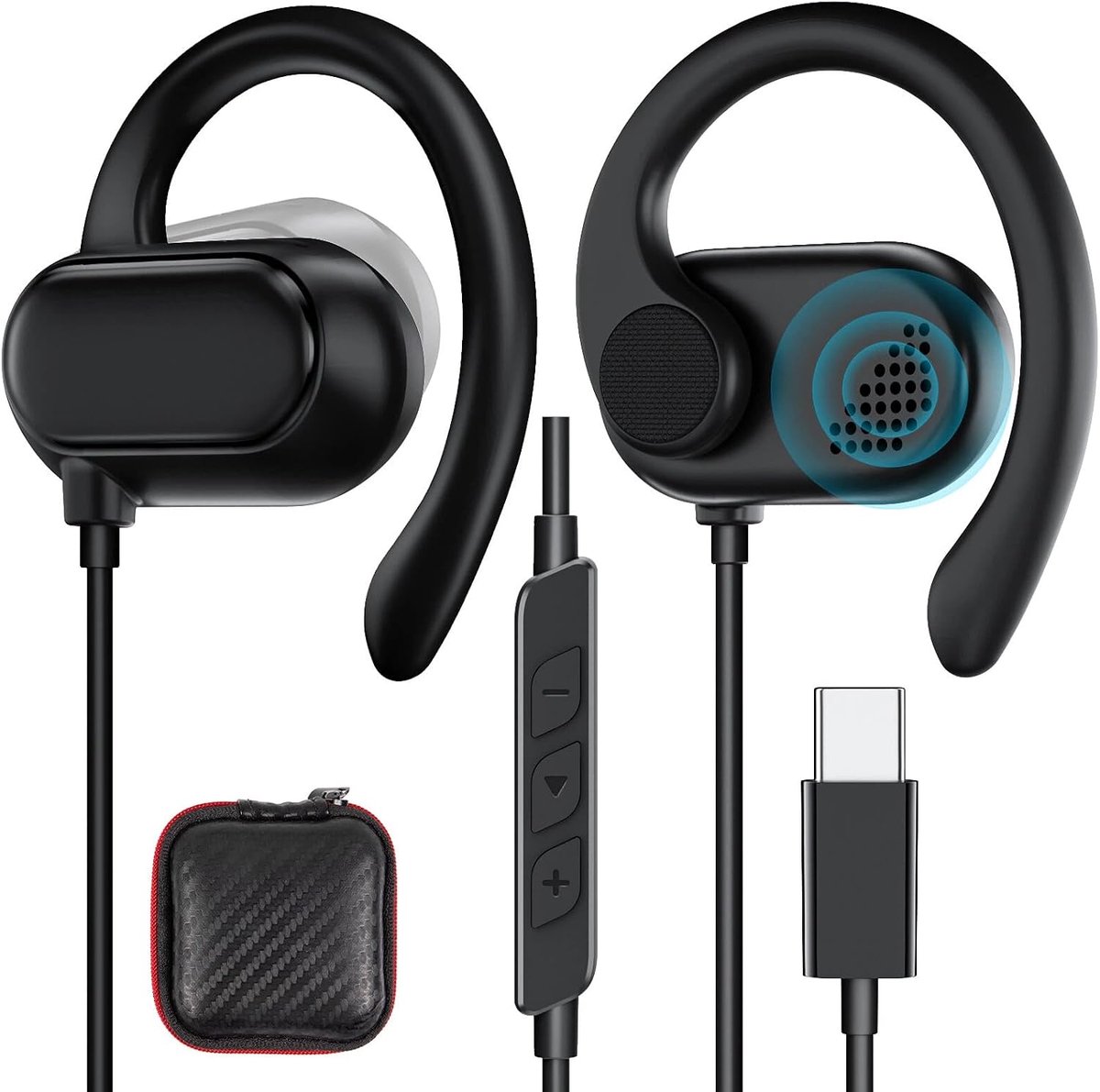 Open oor hoofdtelefoon USB C - over-ear headset met microfoon - comfortabele pasvorm - ideaal voor sport - SnelShoppen