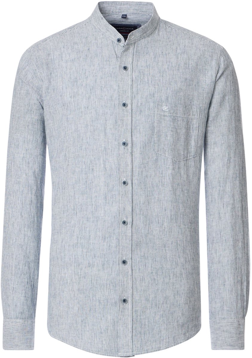 CASA MODA Sport casual fit overhemd - structuur - blauw - wit