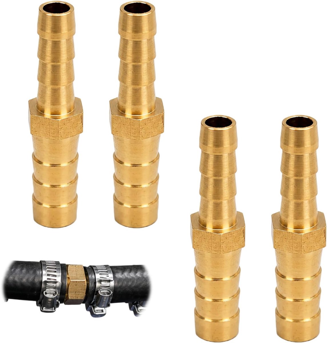 Slangverbinder 6 mm naar 4 mm - Messing - 4 stuks - Ideaal voor brandstof- en waterslangen - SnelShoppen