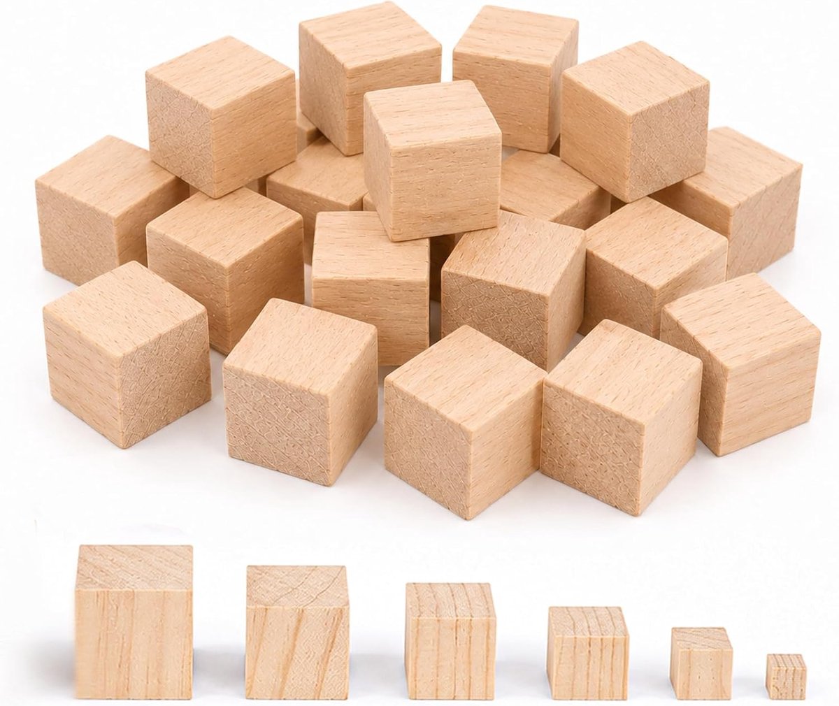 Houten kubussen 4 cm - 25 stuks - natuurlijke materialen - ideaal voor creatief spelen - SnelShoppen