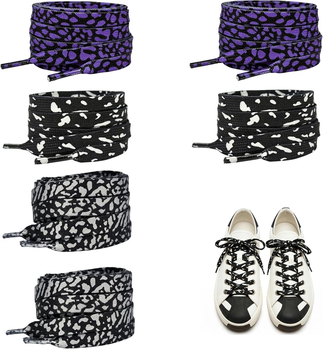 Schoenveters breed 120 cm - 3 paar decoratieve patronen - duurzame en comfortabele veters voor sneakers - SnelShoppen