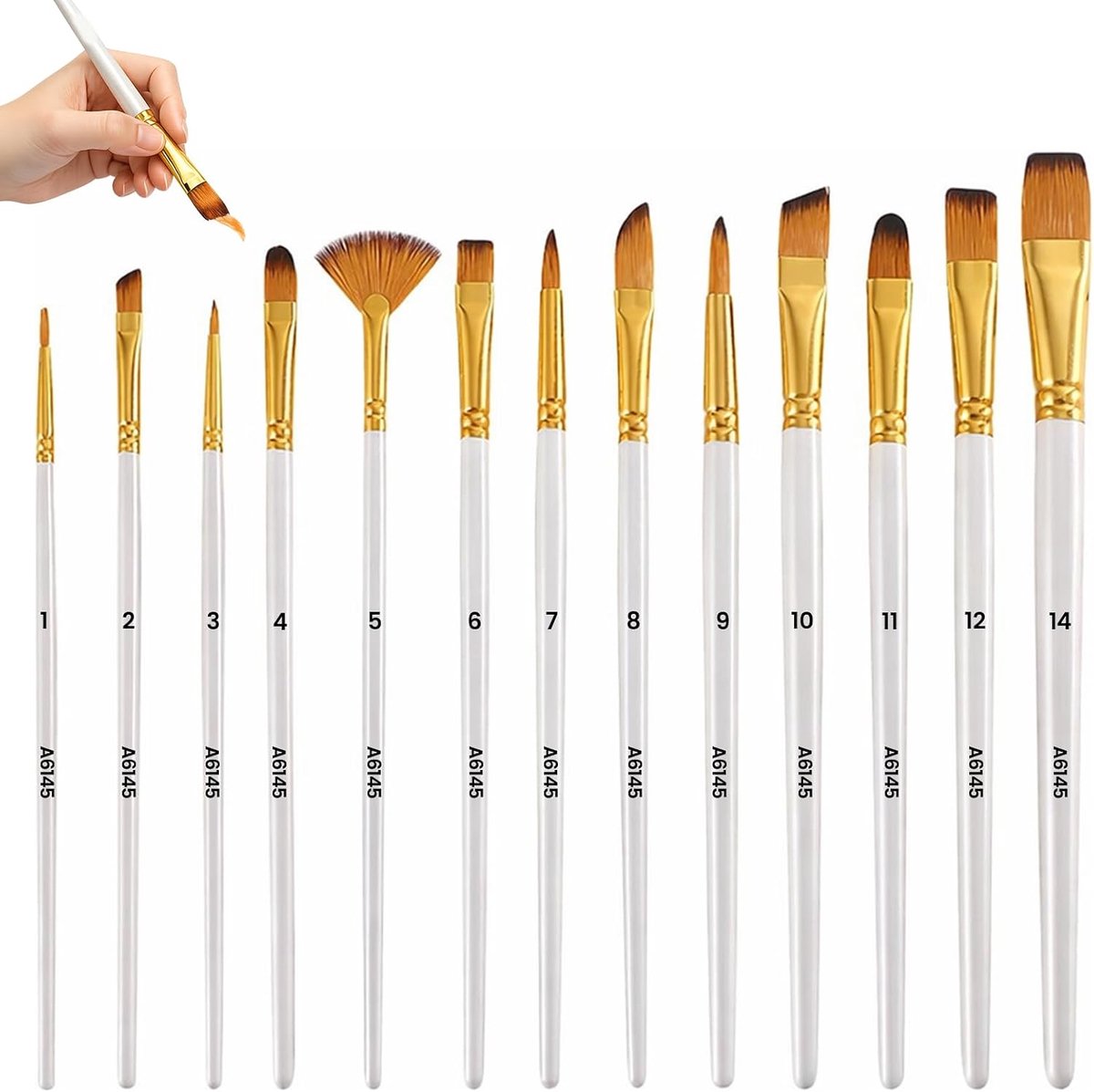 Aquarelpenseelset 13-delig - hoogwaardige synthetische haar - maximale kleuropname - perfect voor detailstudies - SnelShoppen