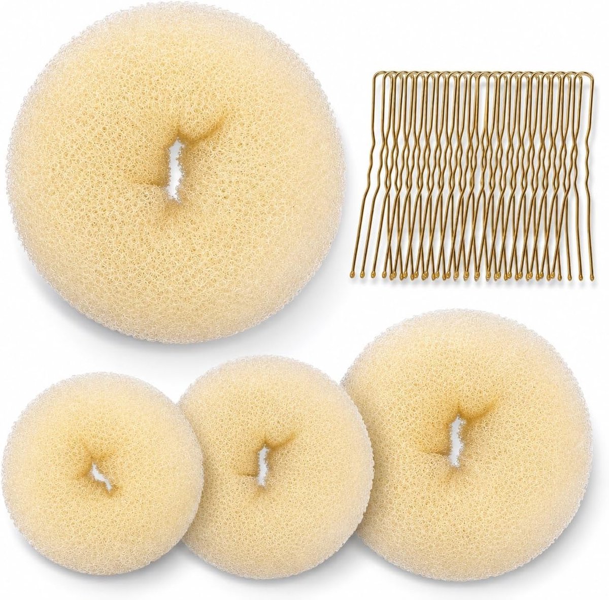 Knotkussen Set 4-delig - Bruin - Incl. 20 Schuifspeldjes - Perfecte knot in enkele seconden - SnelShoppen