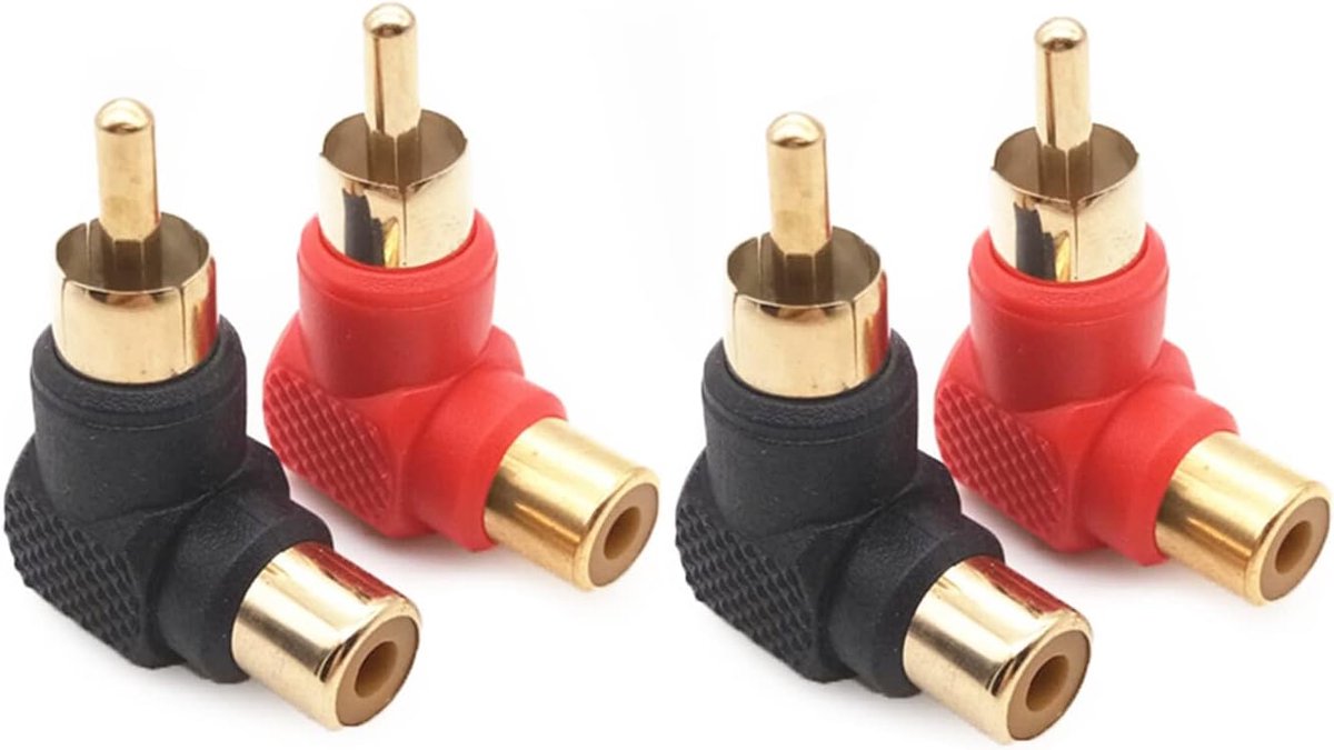 RCA Adapter 90 Graad - Male naar Female - Goudgeplated - Ideaal voor beperkte ruimtes - SnelShoppen