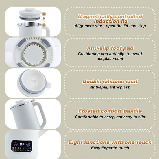 Sojamelk Machine 600ml - Oatmelk Machine met 10 Messen - Zelfreinigend en Warmhoudfunctie - SnelShoppen — afbeelding 4