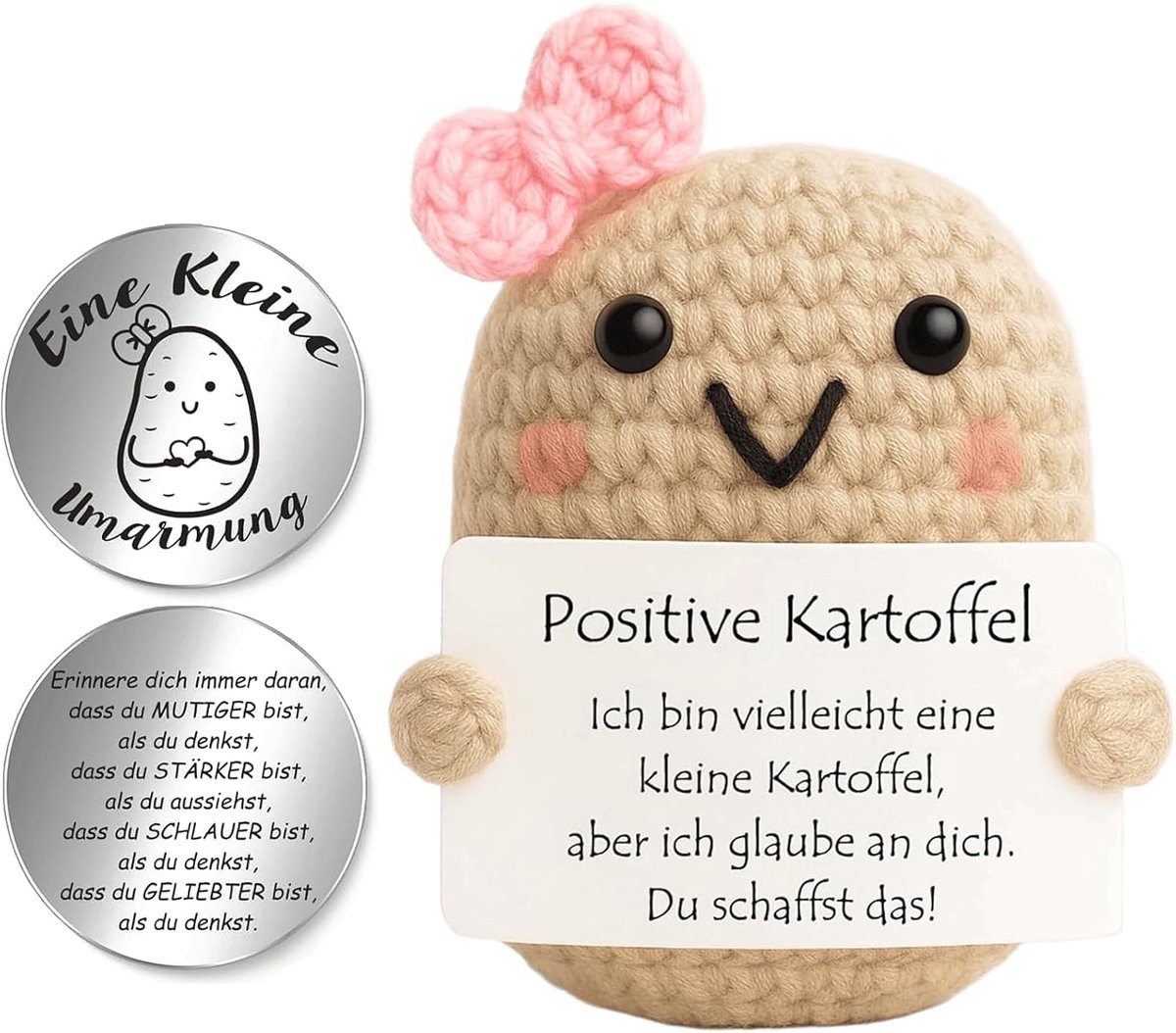 Pocket Hug aardappelfiguur - handgemaakt - zilver - emotionele ondersteuning - SnelShoppen