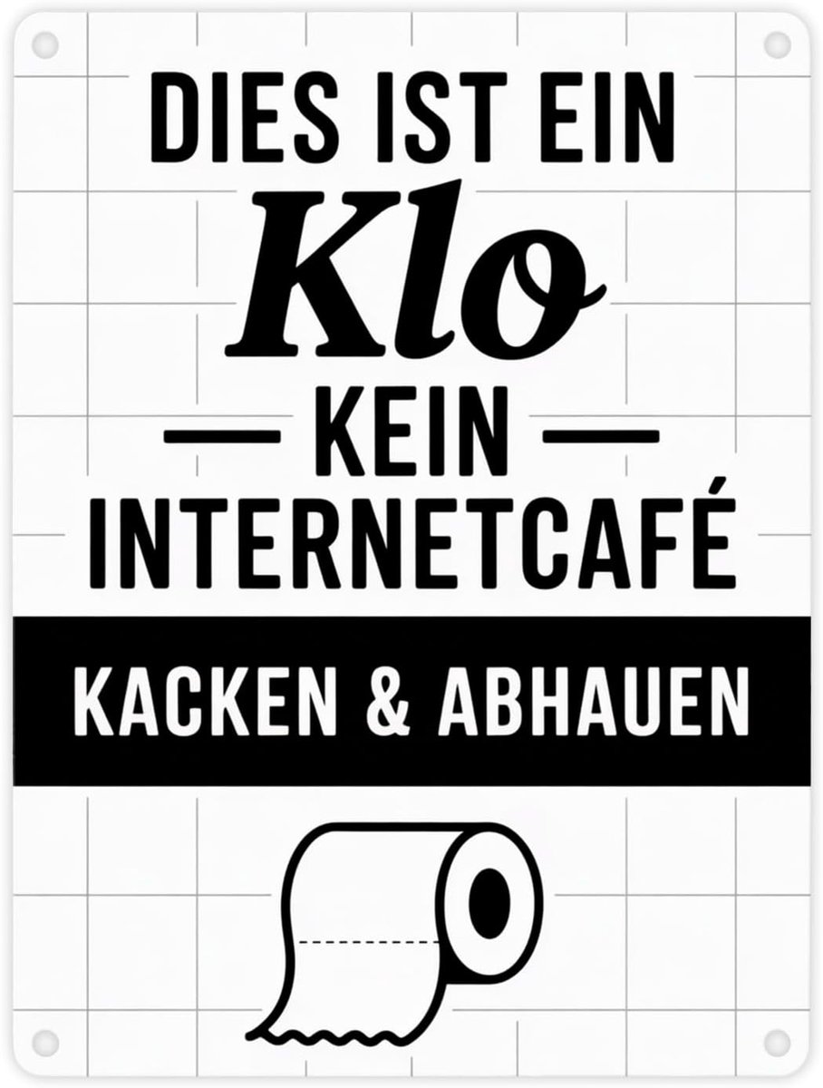 Metalen bord toilet humor 15x20 cm - Klo kein internetcafé - Grappig ontwerp - Perfect voor in het toilet - SnelShoppen